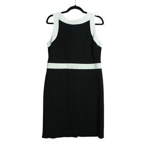 Talbots Womens Sheath Dress Sleeveless White Trim Bacl Slit Black Size 14P